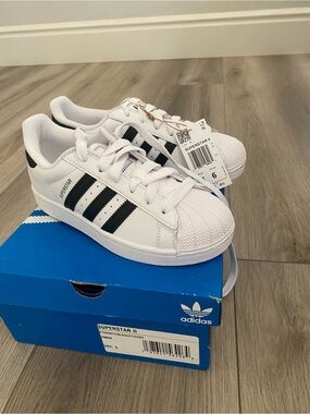 NEW Adidas White and Black Superstar Sneakers